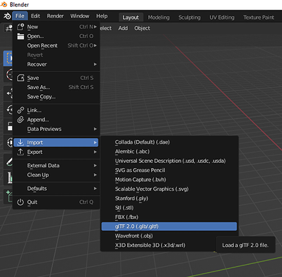 Import your GLB file into Blender